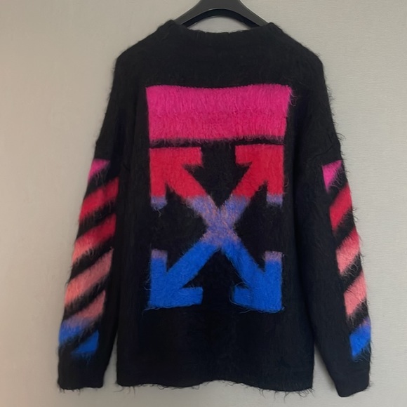 Off-White Brushed Mohair Diag Arrows Logo Knit Sweater - Picture 6 of 8